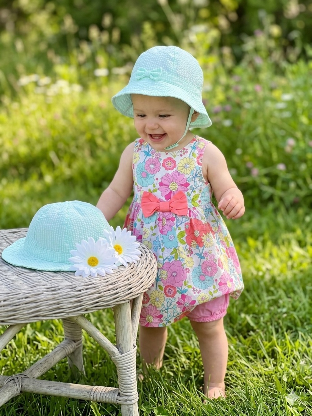 NWOT H&M Baby 3-Piece Summer Floral Dress Set – Dress (2-4M) & Hat (6-9M)
